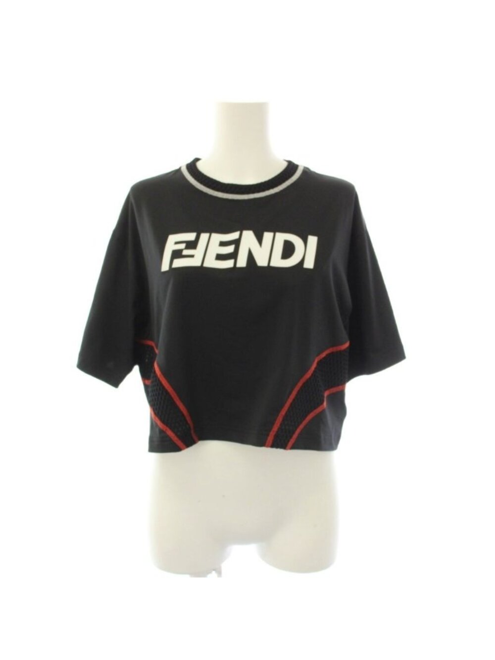 Fendi T-Shirt Short Sleeve Logo Mesh Black XS
